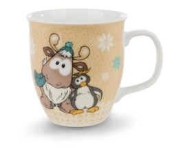 Nici 44149 Tasse Rentier Reny Heart Kaffeetasse Gold 9,5x10cm Winter Glamour