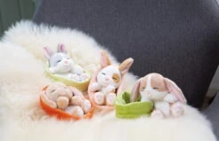 Nici 48708 Sleeping Pets Bunnies Hase Karamell 12cm Schlafend Im Körbchen Peach -Spielzeug Discounter 48706 10 48707 48708 48709 Milieu 2048x1318